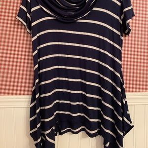 Blue and white striped tunic